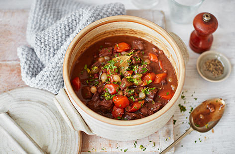 Looking for an easy beef stew recipe? With a beautiful depth of flavour thanks to pancetta, red wine and pearl onions, this hearty beef stew recipe is the ultimate winter warmer. It's a comforting family favourite or the perfect main for relaxed weekend hosting. Freeze any leftovers for speedy midweek meals.
