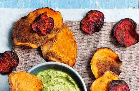Fancy making your own crisps? These vegetable crisps are tasty, easy to make and healthy to boot. Baking the beetroot and sweet potato really enhances their flavours. Enjoy on their own or try alongside a homemade dip.