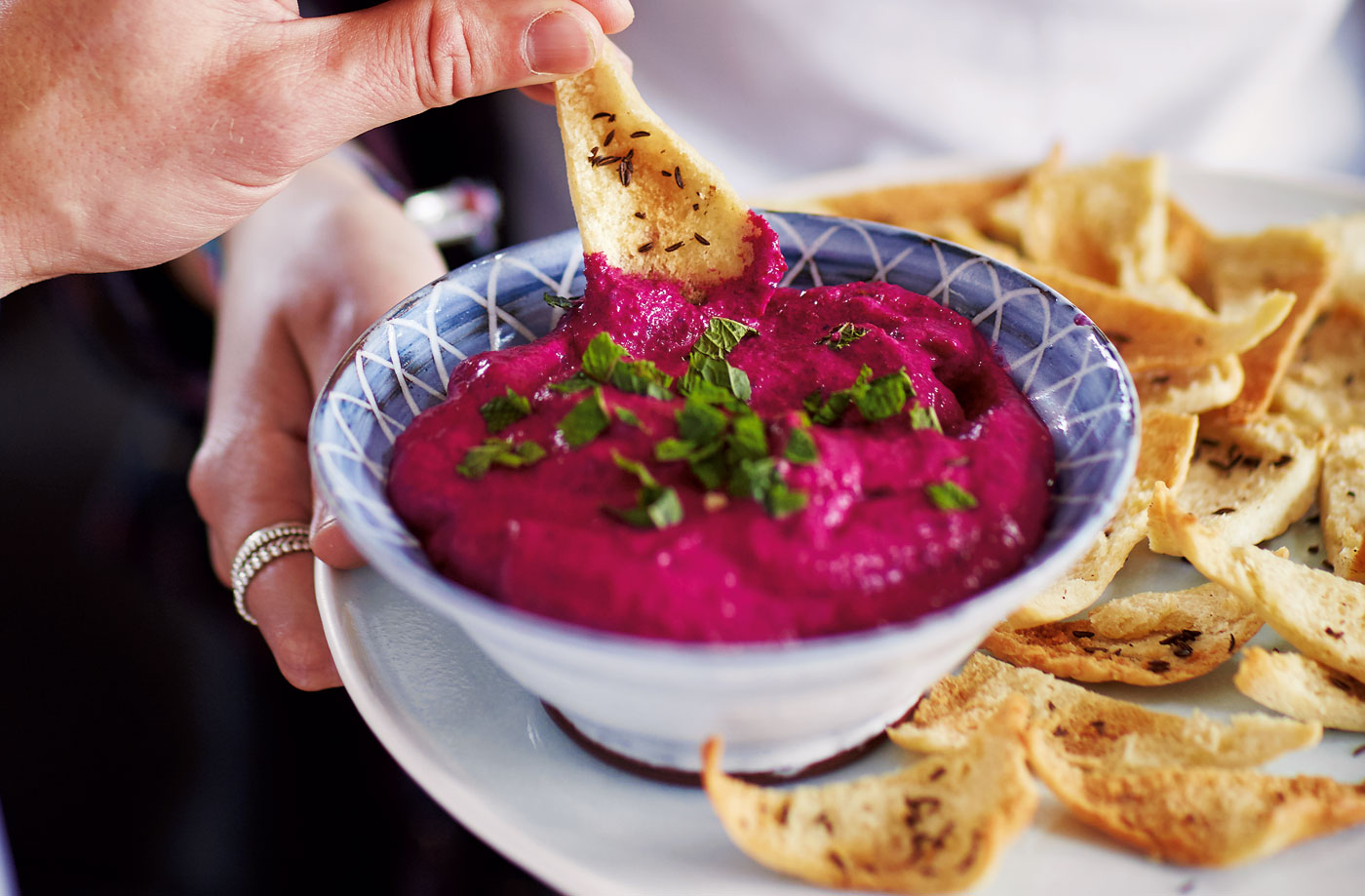 Beetroot dip with caraway toasts recipe