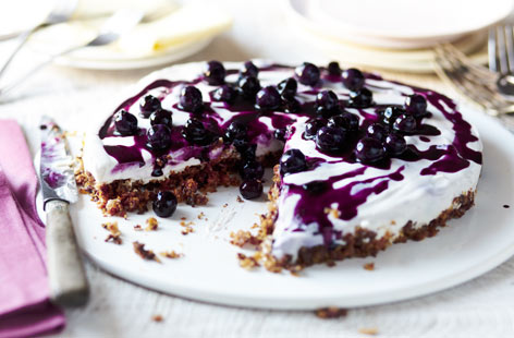 If you're looking for an easy dairy-free dessert, this impressive blueberry and lemon cheesecake recipe is exactly what you need. The creamy lemon filling uses soya cream cheese and is drizzled with a bright bluberry compote for an indulgent sweet treat.