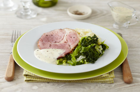Ham and cabbage with mustard sauce recipe