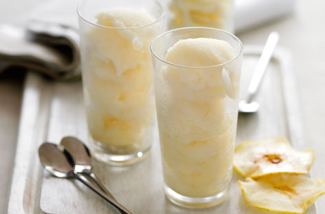 Bramley sorbet with apple crisps recipe
