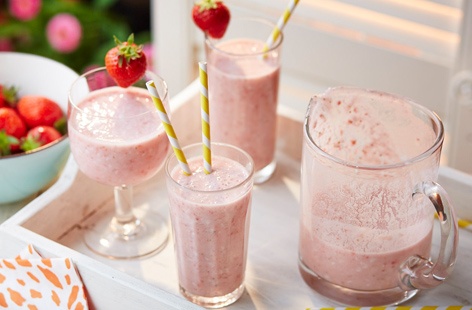 This milkshake-style, non-alcoholic drink made with juicy strawberries and creamy coconut is perfect for summer. Serve it in pretty glasses at a BBQ or simply whip up as a refreshing breakfast smoothie.