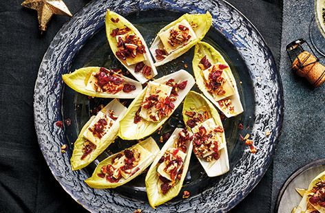 For an easy Christmas canapé that's ready in less than five minutes, check out these Brie and cranberry chicory cups