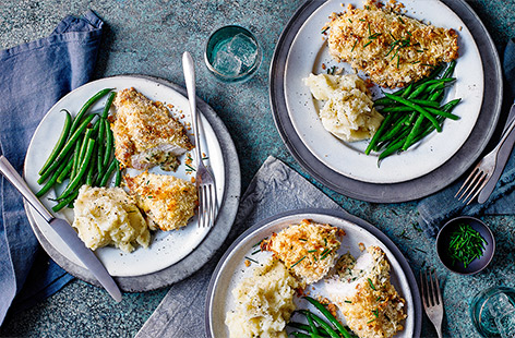 If you've a wide array of ingredients at the back of your cupboard and fridge, this is the recipe to make. Channel the flavours of a classic chicken Caesar salad into this crispy Caesar-stuffed breaded chicken recipe. With a cheesy, garlicky mayo filling and a crunchy golden crust, this indulgent chicken is an easy midweek meal.