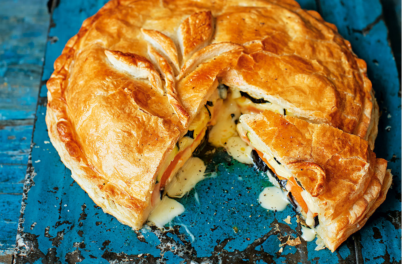 Baked Camembert and vegetable pie recipe