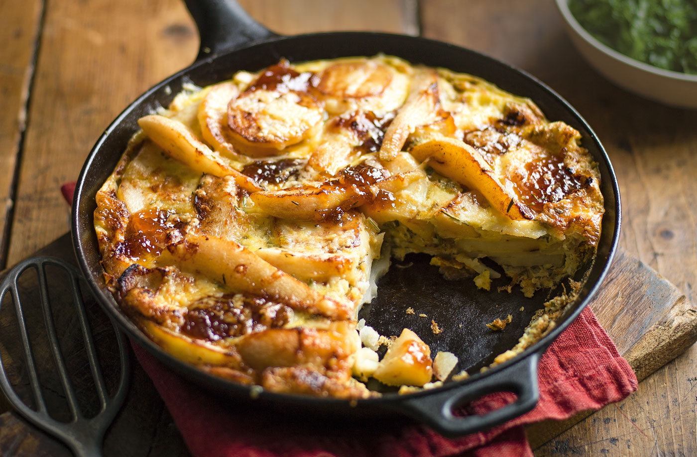 Caramelised pear and onion frittata recipe