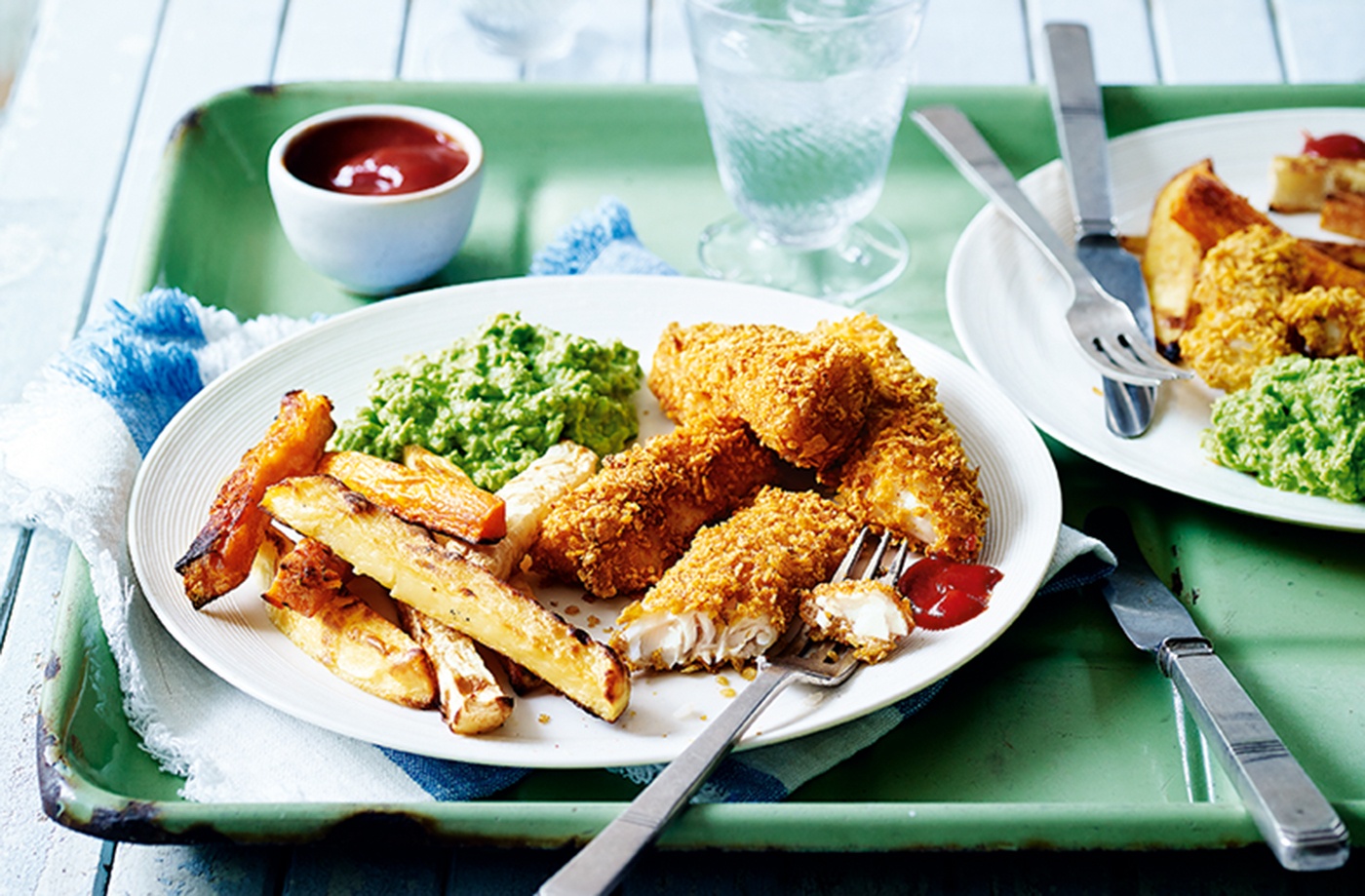 Cheat's fish fingers and rainbow chips recipe