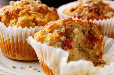 Cheese, tomato and oat muffins recipe