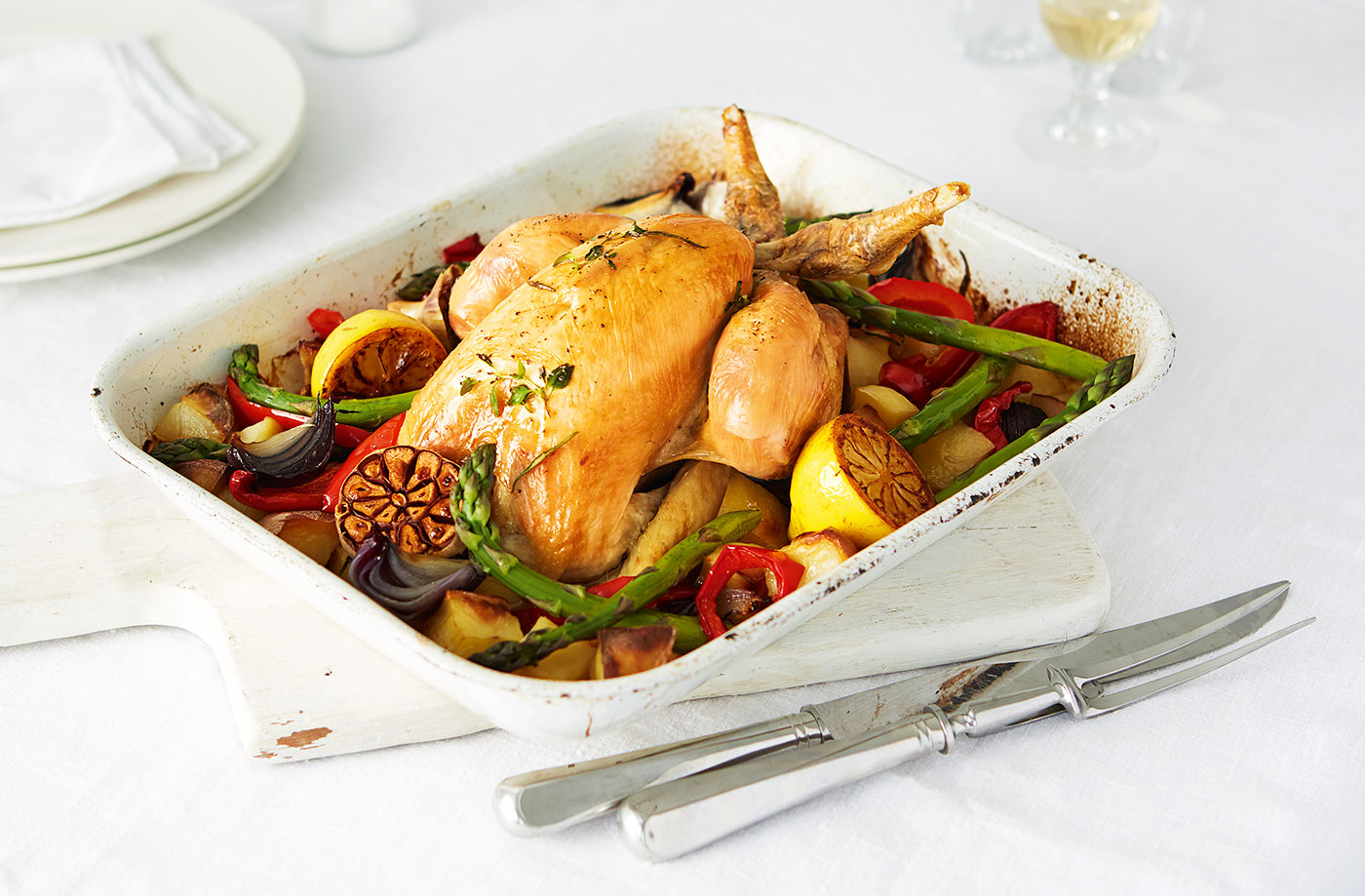 Perfect roast chicken with summer roasted veg recipe