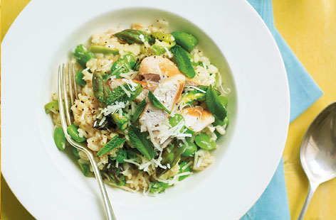 Chicken broad bean risotto recipe