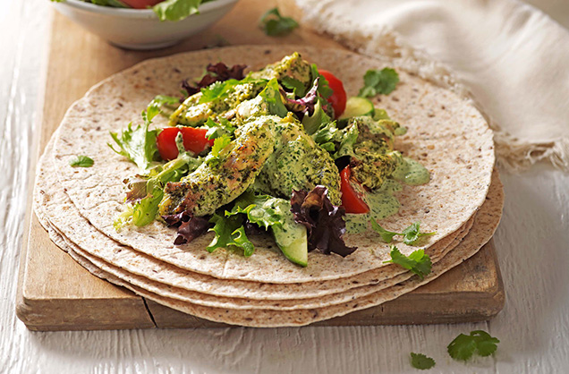 Friday: Green chicken tikka wraps