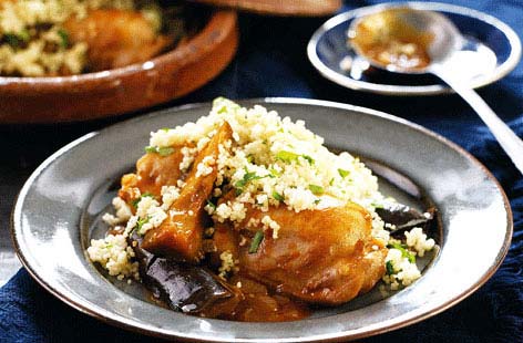 Chicken is a low-fat protein source, while couscous is a healthy source of carbs