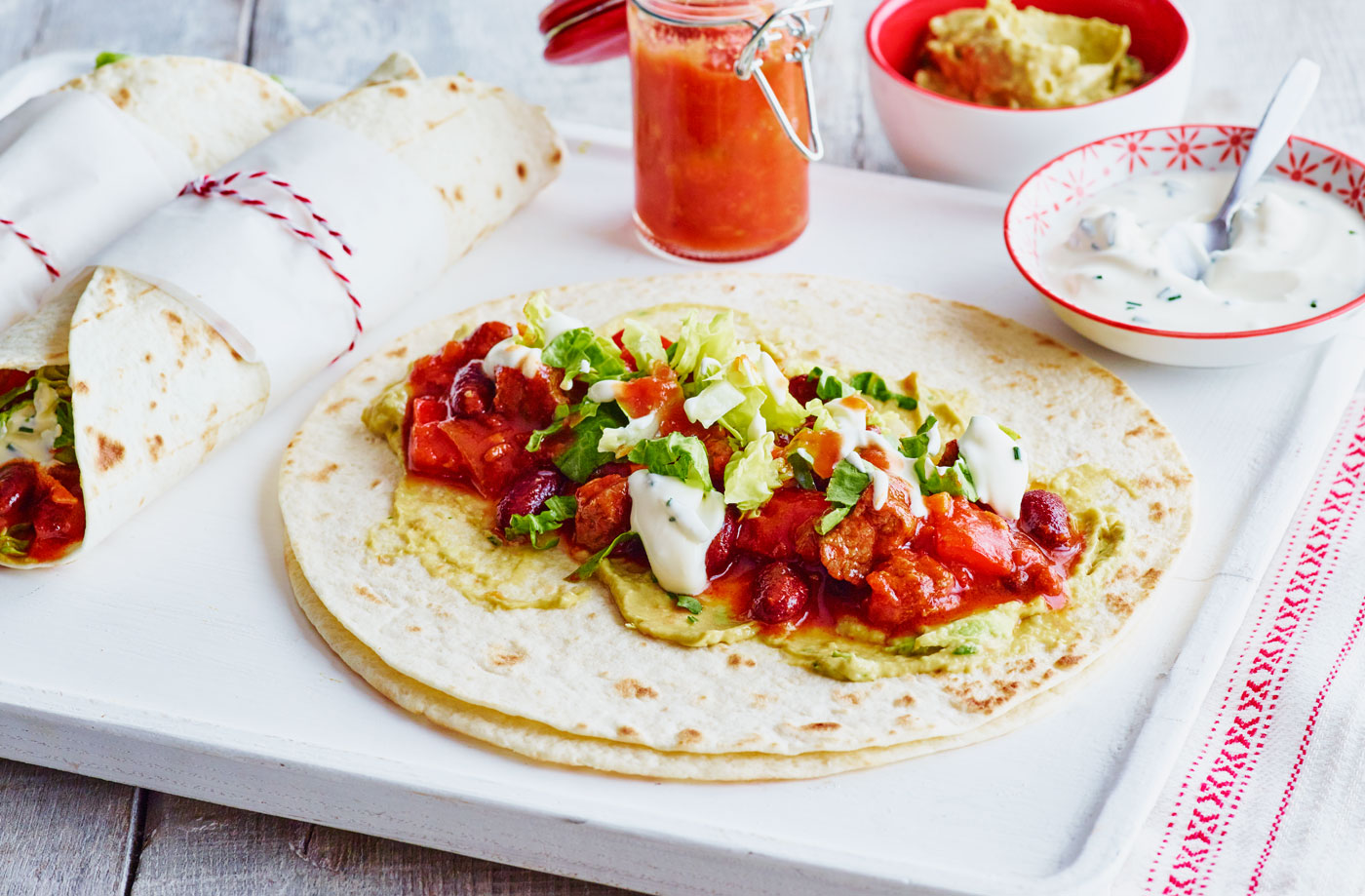 Chunky chilli con carne burritos recipe