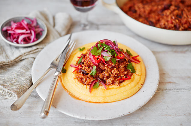 Mexican chilli beef with polenta recipe