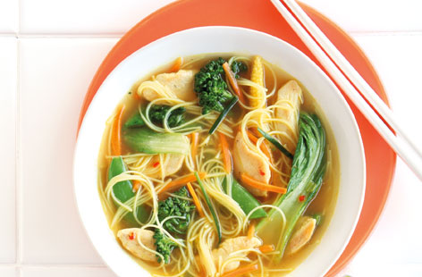 Swap your stir-fry for a comforting chicken noodle broth, using all the same ingredients for a speedy winter-warmer filled with tender chicken, colourful veg and egg noodles.