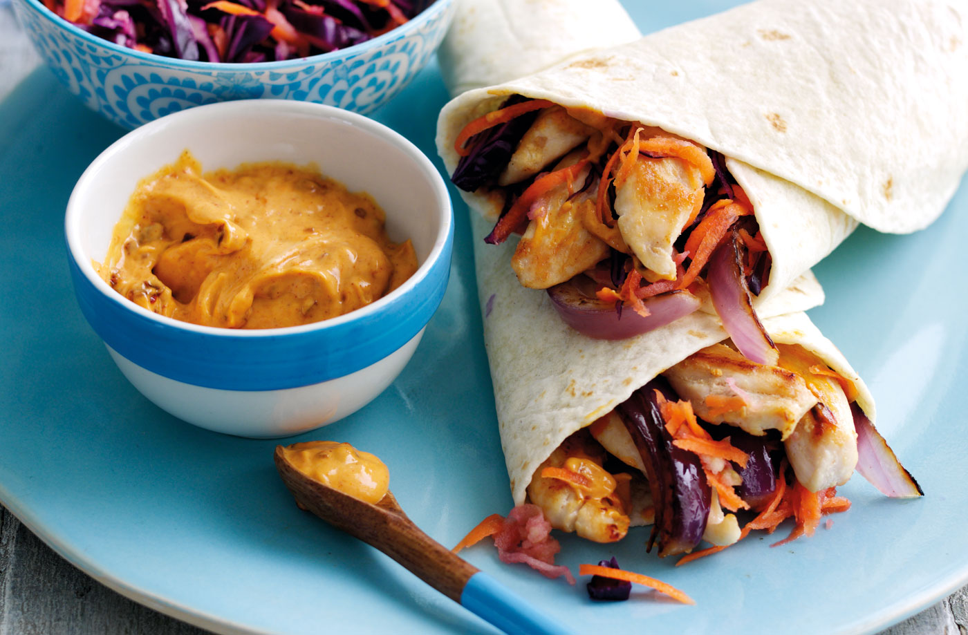 Chipotle chicken and winter slaw wraps recipe