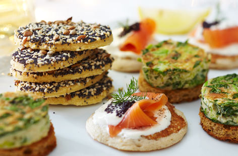 Providing gluten-free canapés can be a challenge, but these blinis are the perfect GF base for a variety of toppings at your Christmas dos. Prepare a pile of them in advance then top with party favourites like smoked salmon and sour cream.