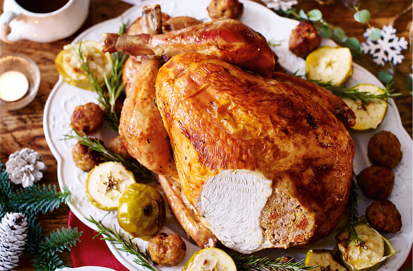 Turkey with chorizo and rosemary stuffing and cider gravy recipe