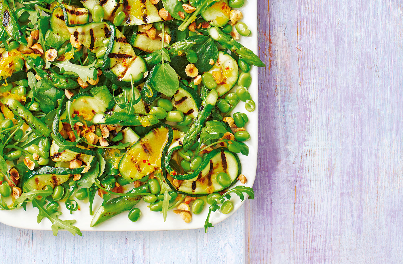 Courgette, asparagus and hazelnut salad recipe