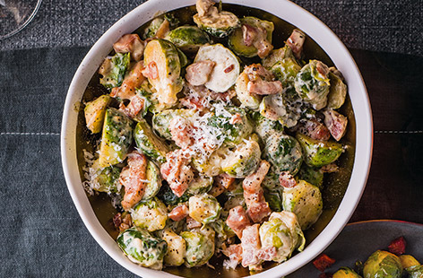 Even sprout-haters won't be able to resist this creamy sprout recipe with smoky bacon and Parmesan
