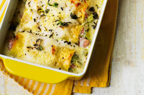 Creamy ham and leek cannelloni recipe