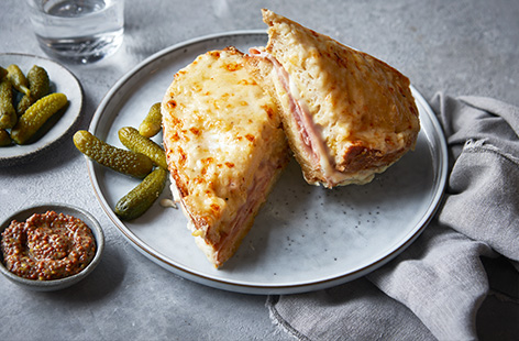 Nothing can beat a classic French croque monsieur and here we've used a traditional boule, Finest ham and Gruyère, along with a creamy béchamel sauce to create the ultimate toasted sandwich. Bon appétit!