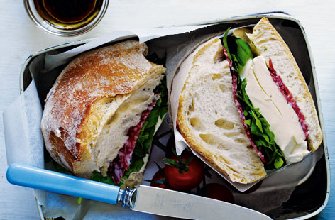 Upgrade your lunchtime sandwich with a tasty and authentic Italian combination of salami, soft mozzarella and fresh basil, served in a crusty ciabatta roll