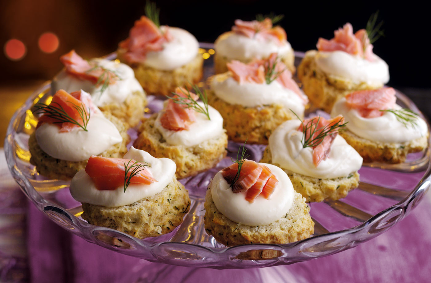 Dill scones with hot smoked salmon and horseradish cream recipe