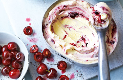 Summer treats don't get much more luxurious than this deliciously creamy ice cream. Combining sweet cherries with zingy lime, ice cream and an optional glug of rich cherry brandy, it is the ultimate grown-up dessert