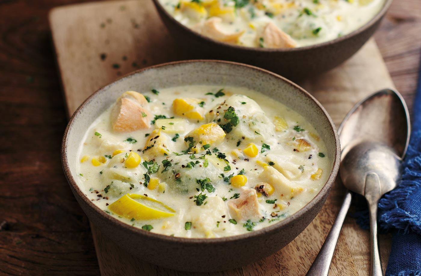 Easy chowder with herby dumplings recipe