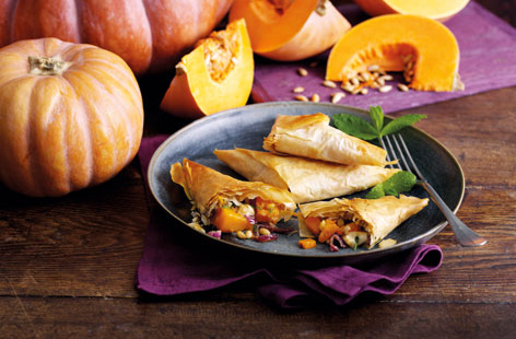 Delicious, crispy parcels filled with sweet roasted pumpkin, pine nuts, creamy mozzarella and fresh mint