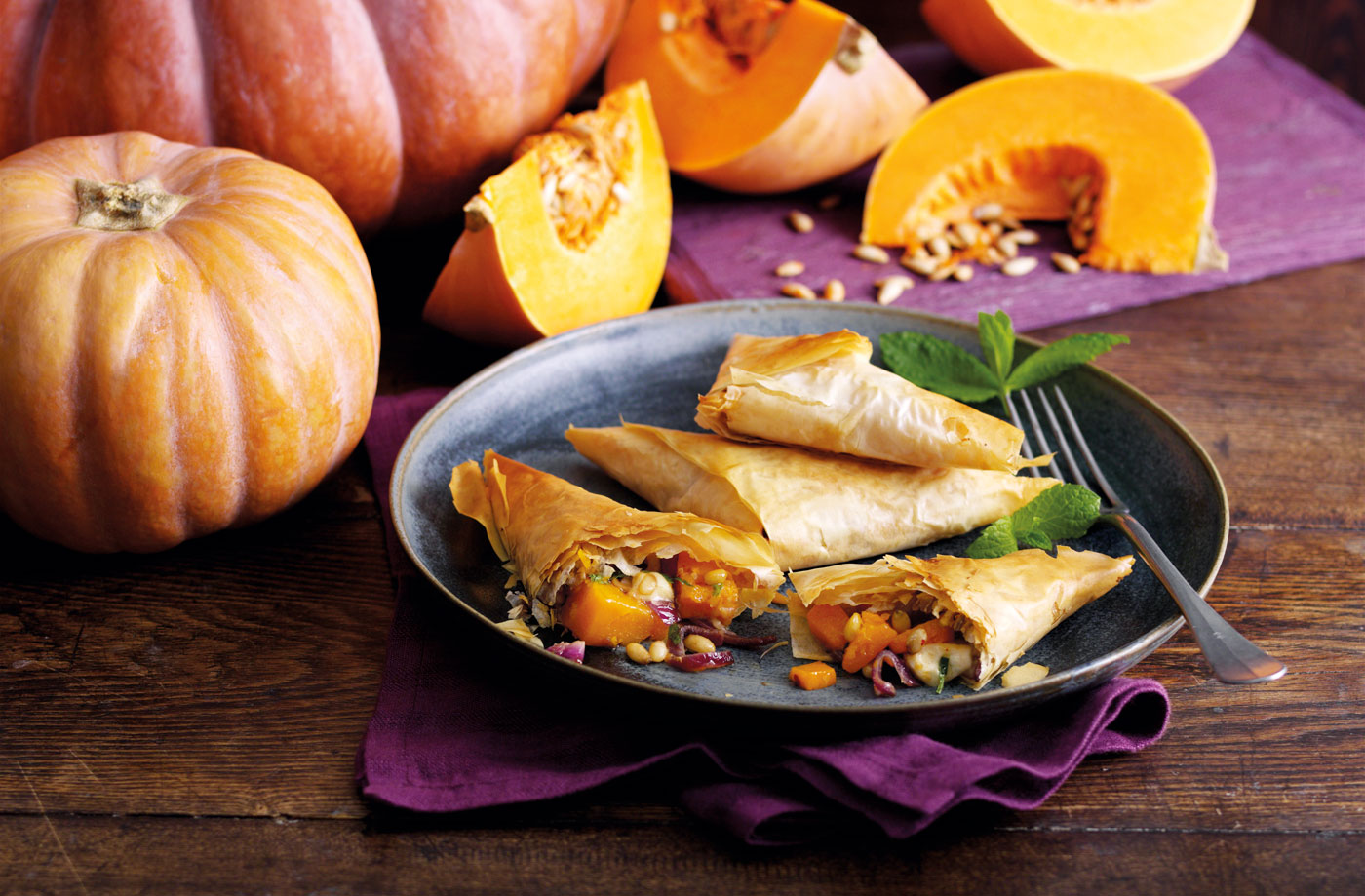 Pumpkin filo triangles recipe
