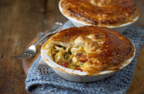 Fish pies with leeks and chorizo recipe