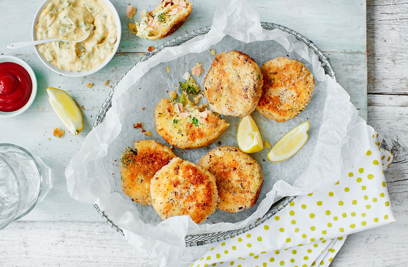 Mini salmon, broccoli and egg fishcakes recipe