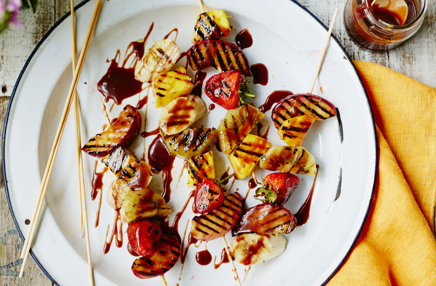 Barbecued fruit kebabs recipe