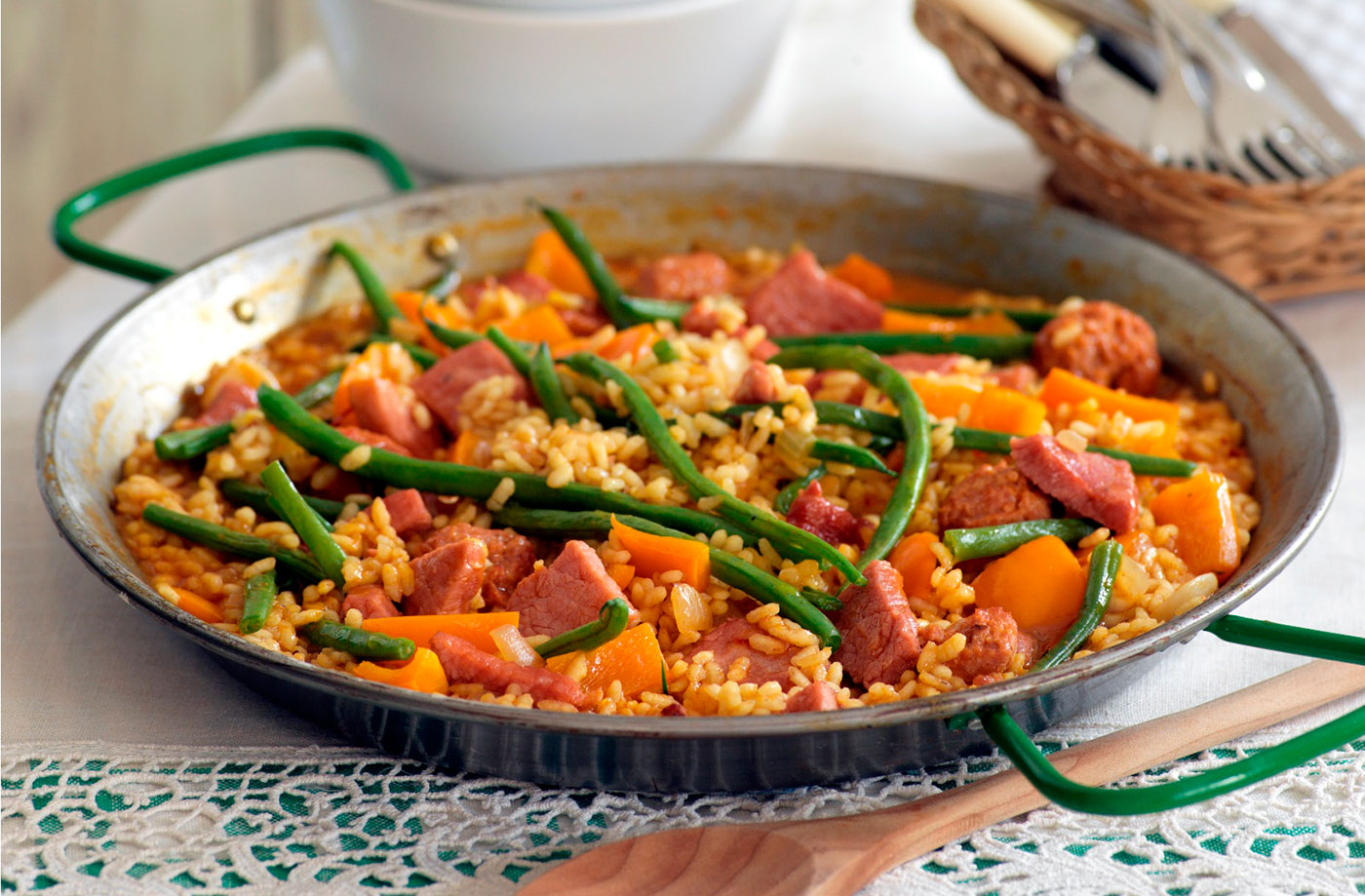 Gammon and sausage paella recipe