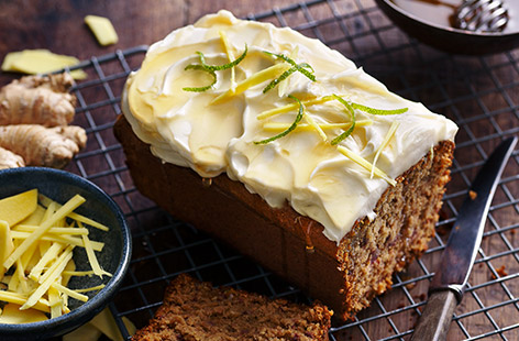 The addition of fresh ginger and pitted dates to the batter makes this simple loaf cake wonderfully moist
