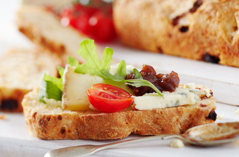 A gorgeous gluten-free light lunch. Make your own bread using gluten- and wheat-free flour and mix it with sundried tomatoes for a delicious tomatoey bread. This recipe makes 20 slices and is freezable, too.