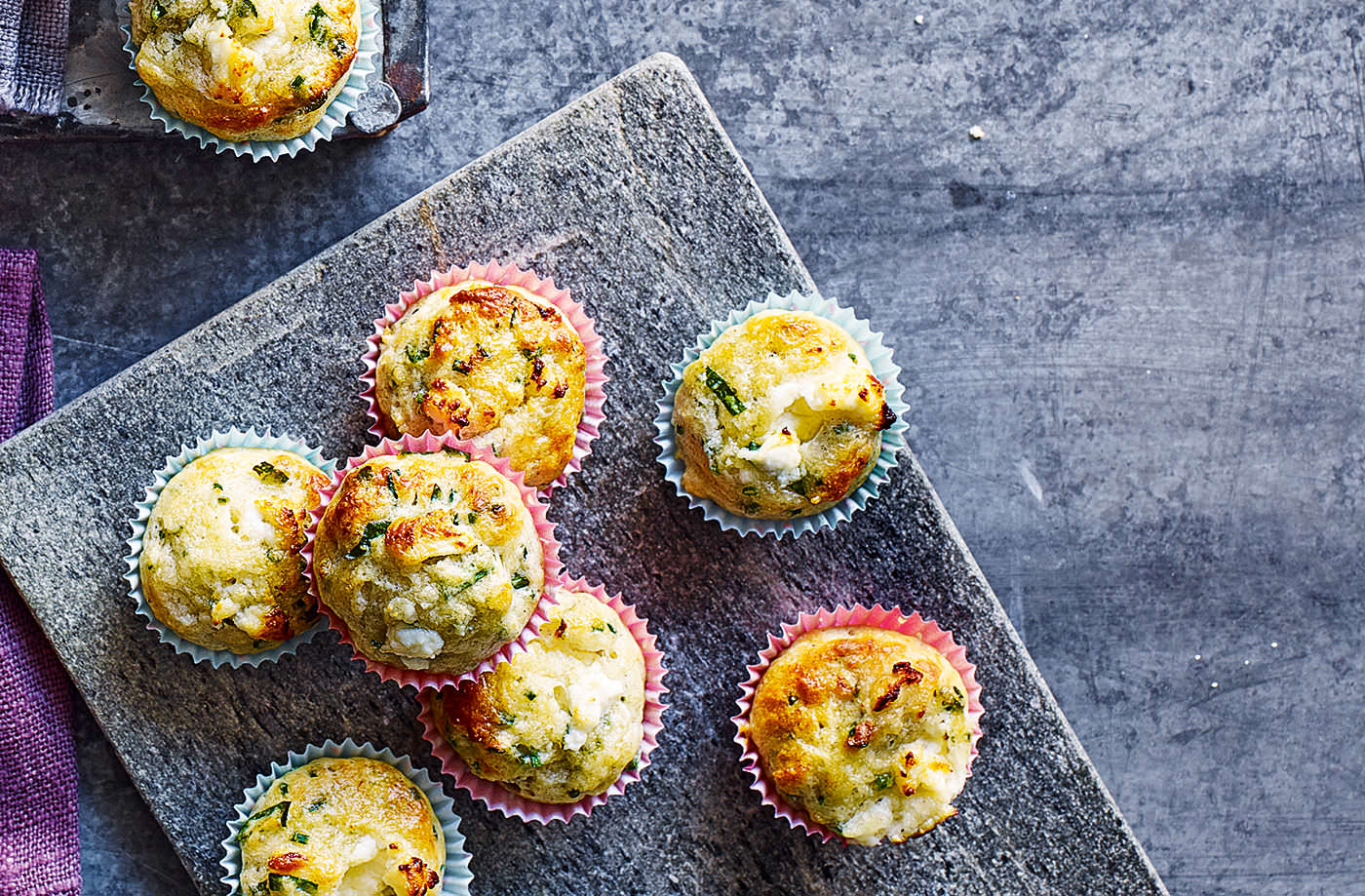 Goat's cheese, spinach and herb mini muffins recipe