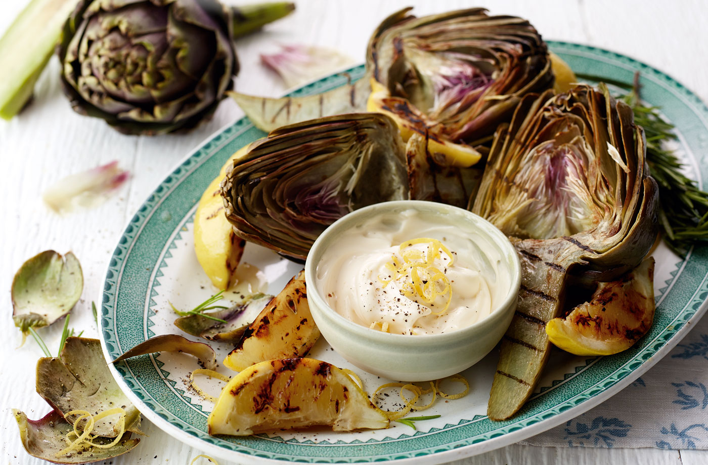 Griddled artichokes with lemon aïoli recipe