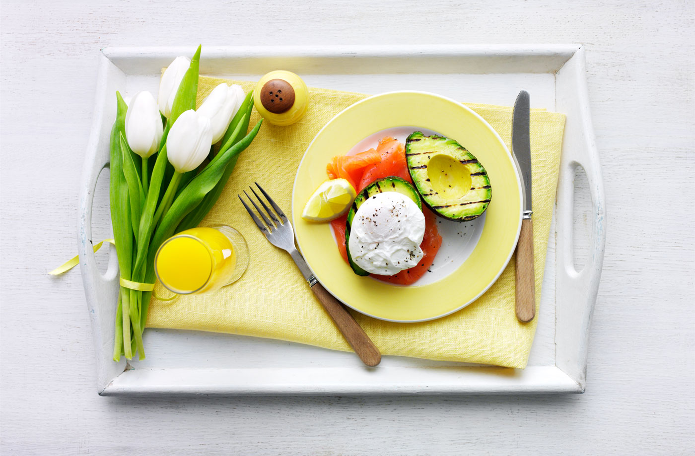 Griddled avocado, poached egg and smoked salmon recipe