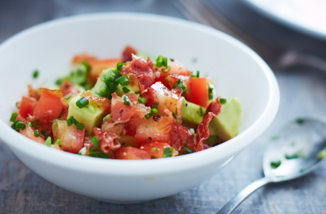 Perfect for dunking your tortilla chips into or simply spooning straight into your mouth, this avocado and crisp proscuitto salsa is miles better than anything you'd ever get from a jar. Try it in tacos for a proper Mexican-inspired feast.