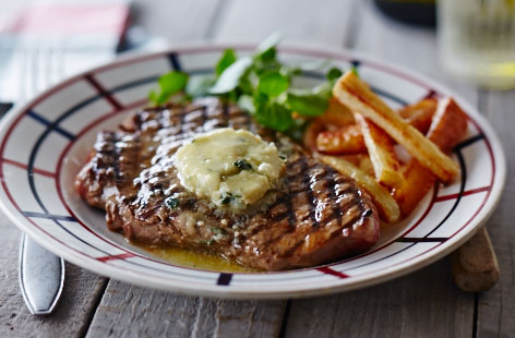 BBQ steaks with roquefort butter recipe