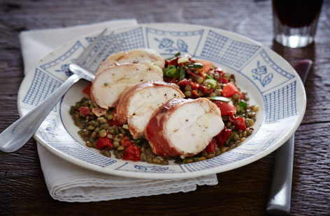 Chicken with tarragon, lentil salad recipe