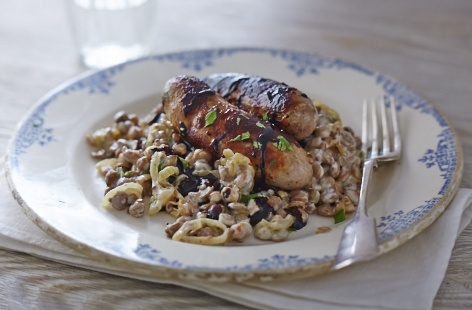 Lentils and sausages are the classy arch rivals to bangers and mash. These buttery, mustardy lentils soak up the flavours beautifully as they cook and may just have the edge on mash... Try them out and see for yourselves.