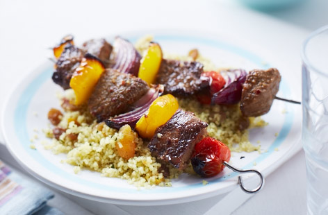 Lamb kebabs with lemony couscous recipe