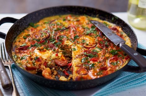 Paella-style frittata recipe