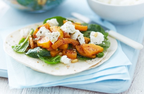 Roasted butternut and feta fajitas recipe