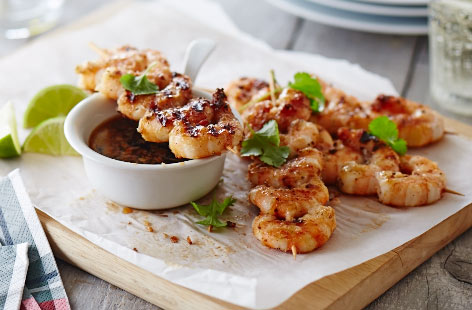 Ready in less than 10 minutes, this spicy barbecued salt and pepper prawn skewer recipe is easy to make and they're even easier to eat